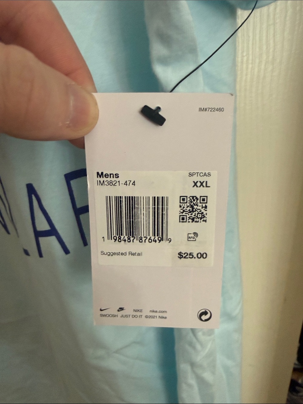 Nike Light Blue Tee with Purple Swoosh Size XXL - Picture 2 of 10